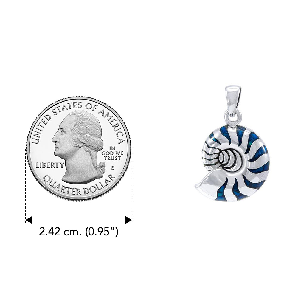 Charmed by the Rhythmic Spiral Sterling Silver Nautilus Pendant Jewelry TP3106