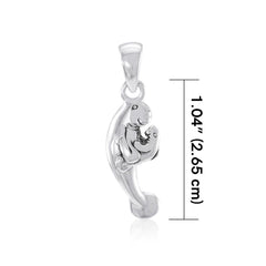 Mother & Baby Manatee Sterling Silver Pendant TPD035