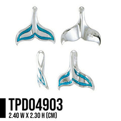 Whale Tail with Enamel Sterling Silver Pendant