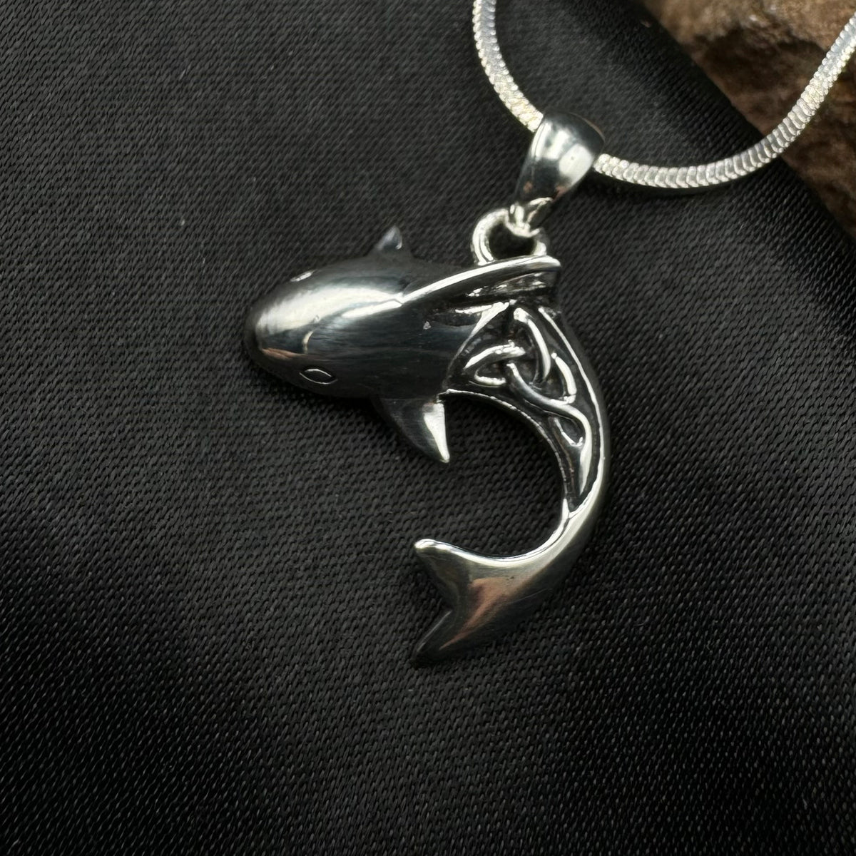 Celtic Shark Sterling Silver Pendant