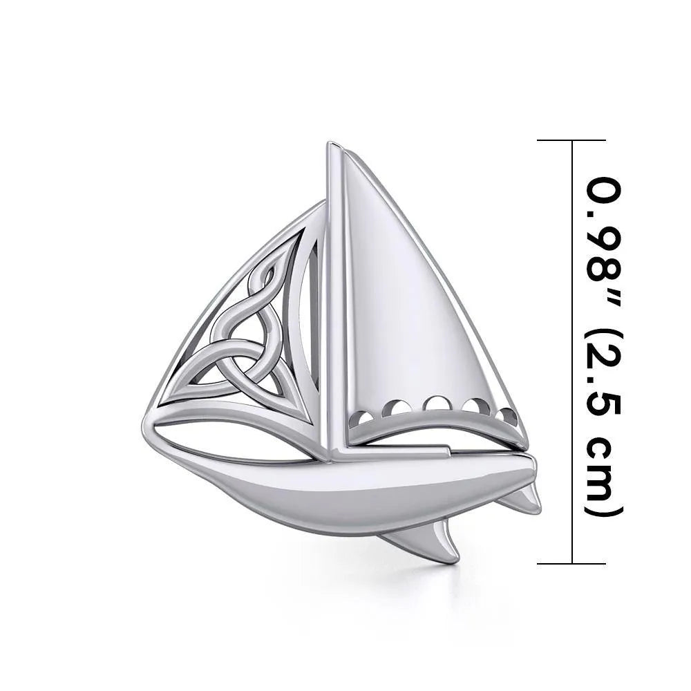 Celtic Sailboat Sterling Silver Pendant TPD073
