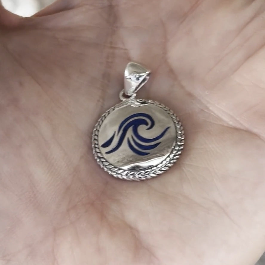 Wave braided Medallion Sterling Silver Pendant TPD076