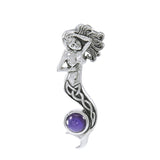 Celtic Mermaid with Gemstone Sterling Silver Pendant TPD079