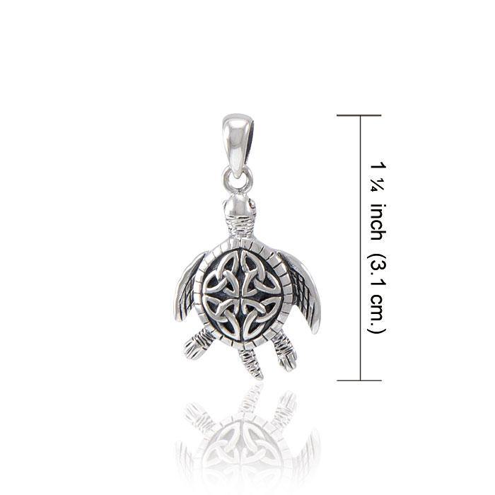 Celtic Sea Turtle Sterling Silver Pendant