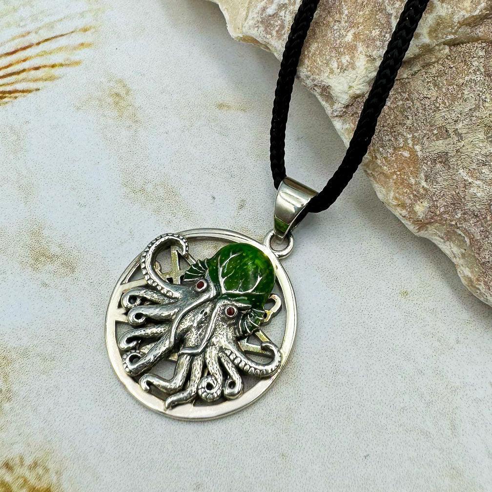 Mythic Images Cthulhu Silver Pendant with Enamel by Oberon Zell