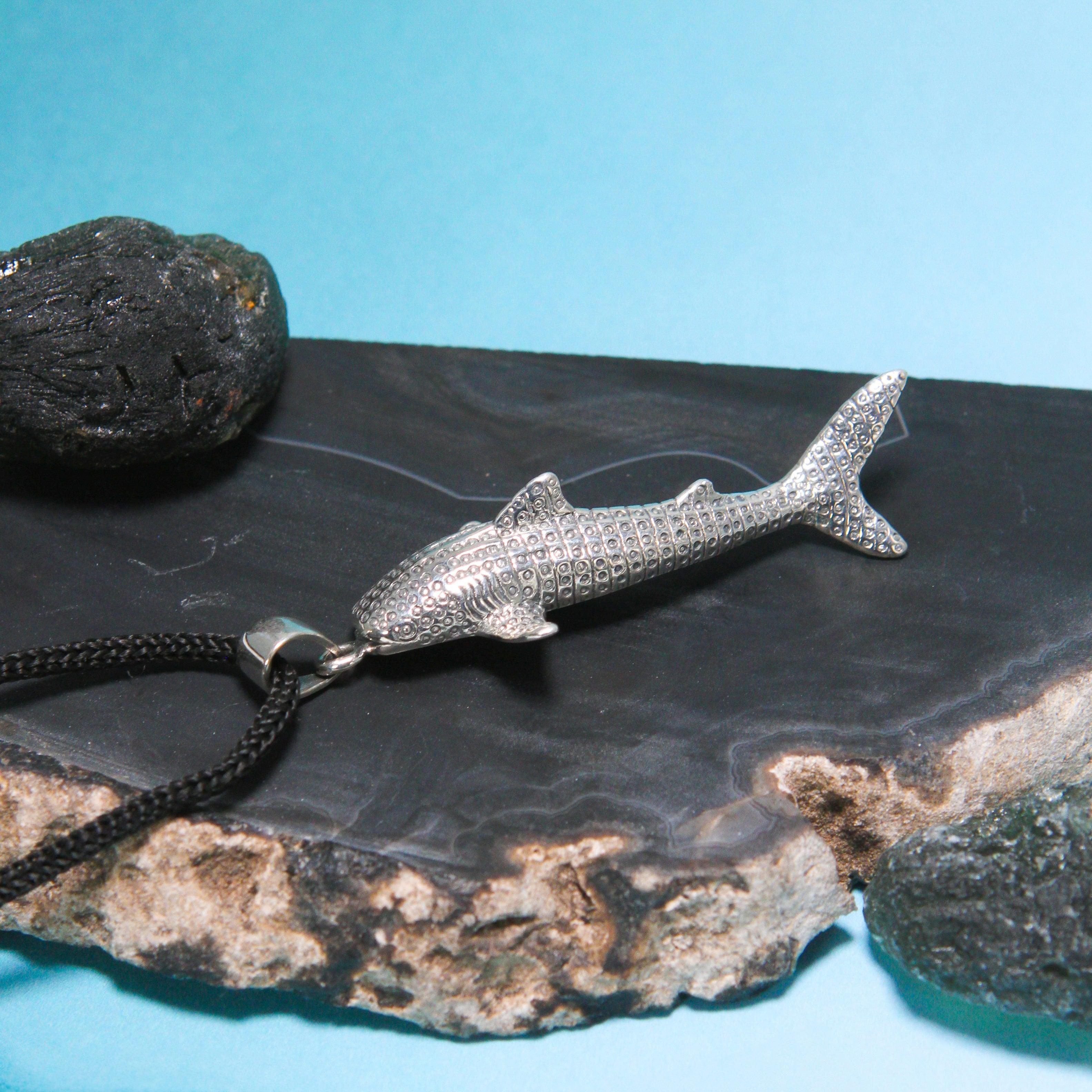 Gentle giants in benign grace ~ Small Whale Shark Silver Pendant