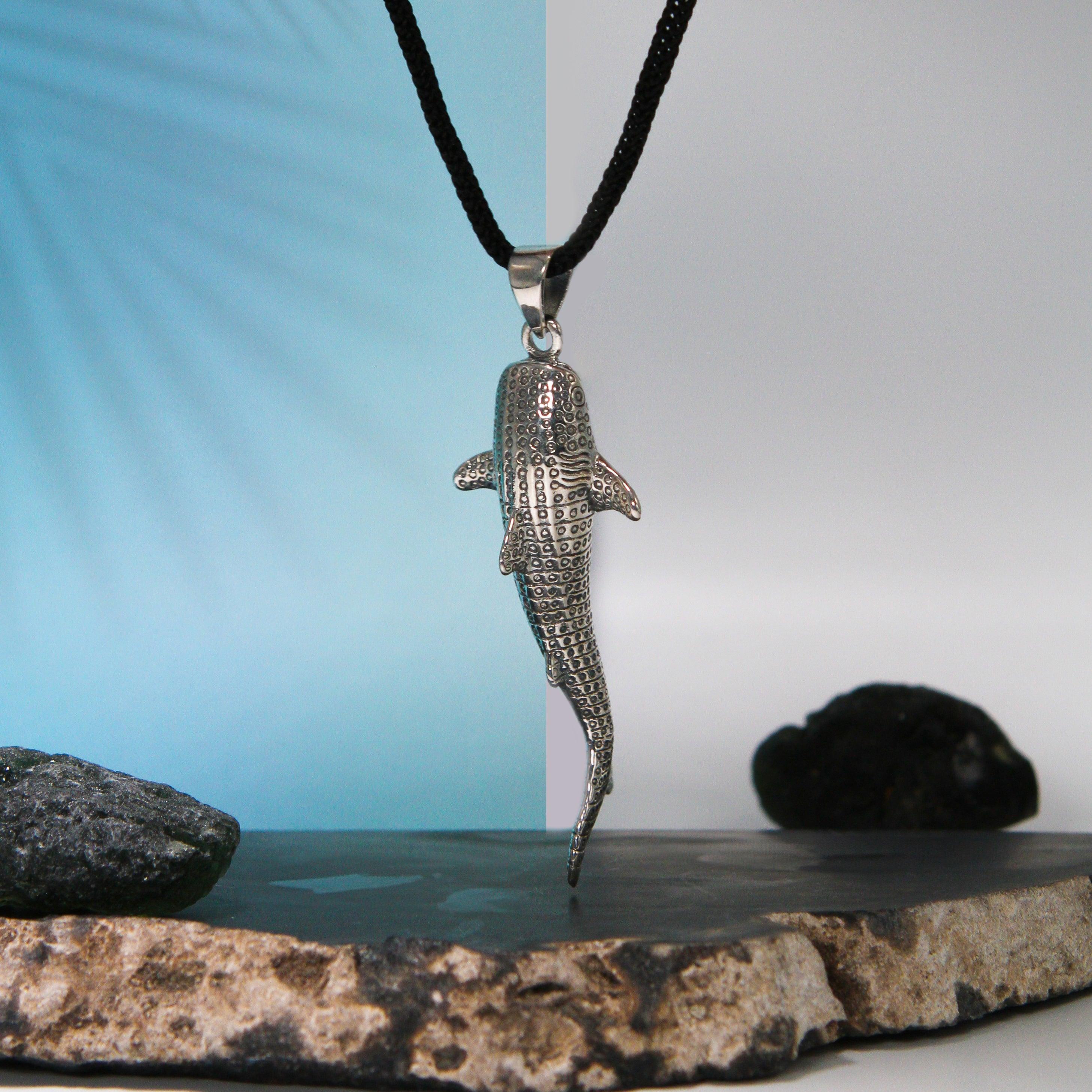 Gentle giants in benign grace ~ Small Whale Shark Silver Pendant