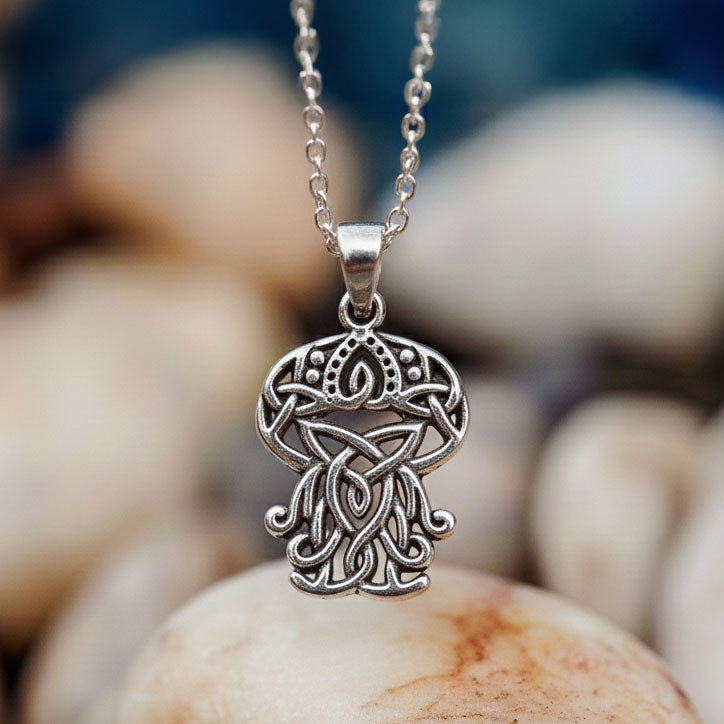 Celtic Inspired Jellyfish Sterling Silver Pendant