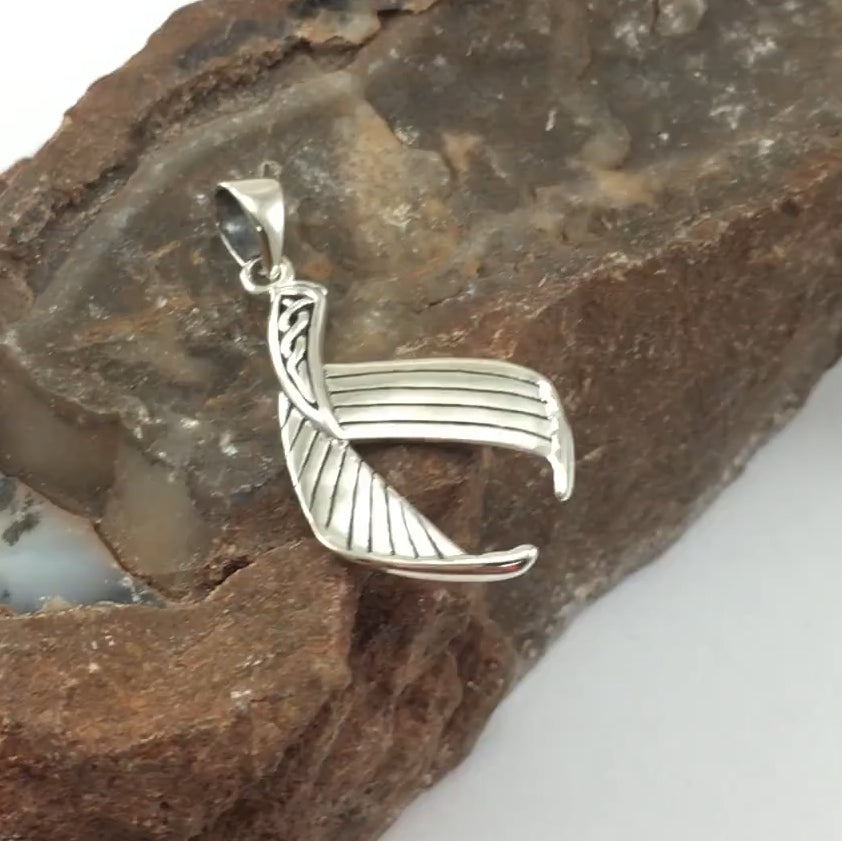 Celtic Mermaid Tail Sterling Silver Pendant
