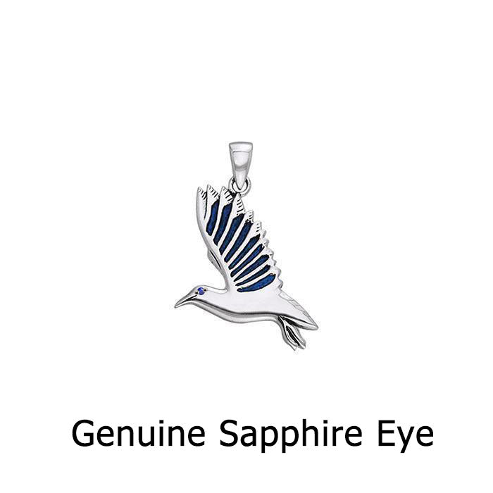 Inlaid Seagull Sterling Silver Pendant