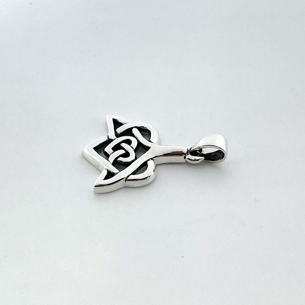 Celtic Whale Tail And Double Heart Sterling Silver Pendant