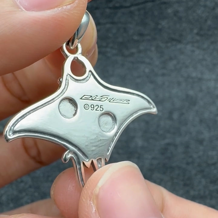The Manta Ray with Yin Yang Symbol Sterling Silver Pendant