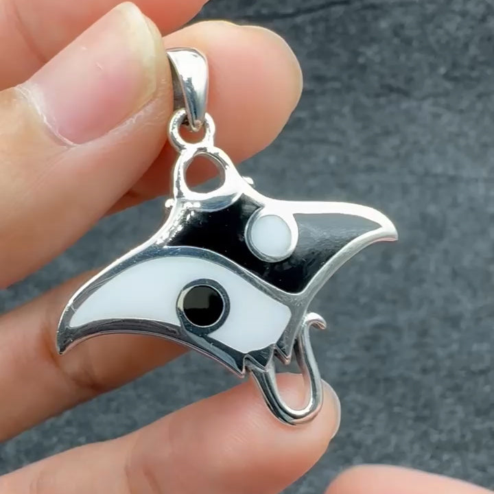 The Manta Ray with Yin Yang Symbol Sterling Silver Pendant