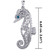 Large Seahorse Silver Pendant with Small Celtic Seahorse inside TPD6121