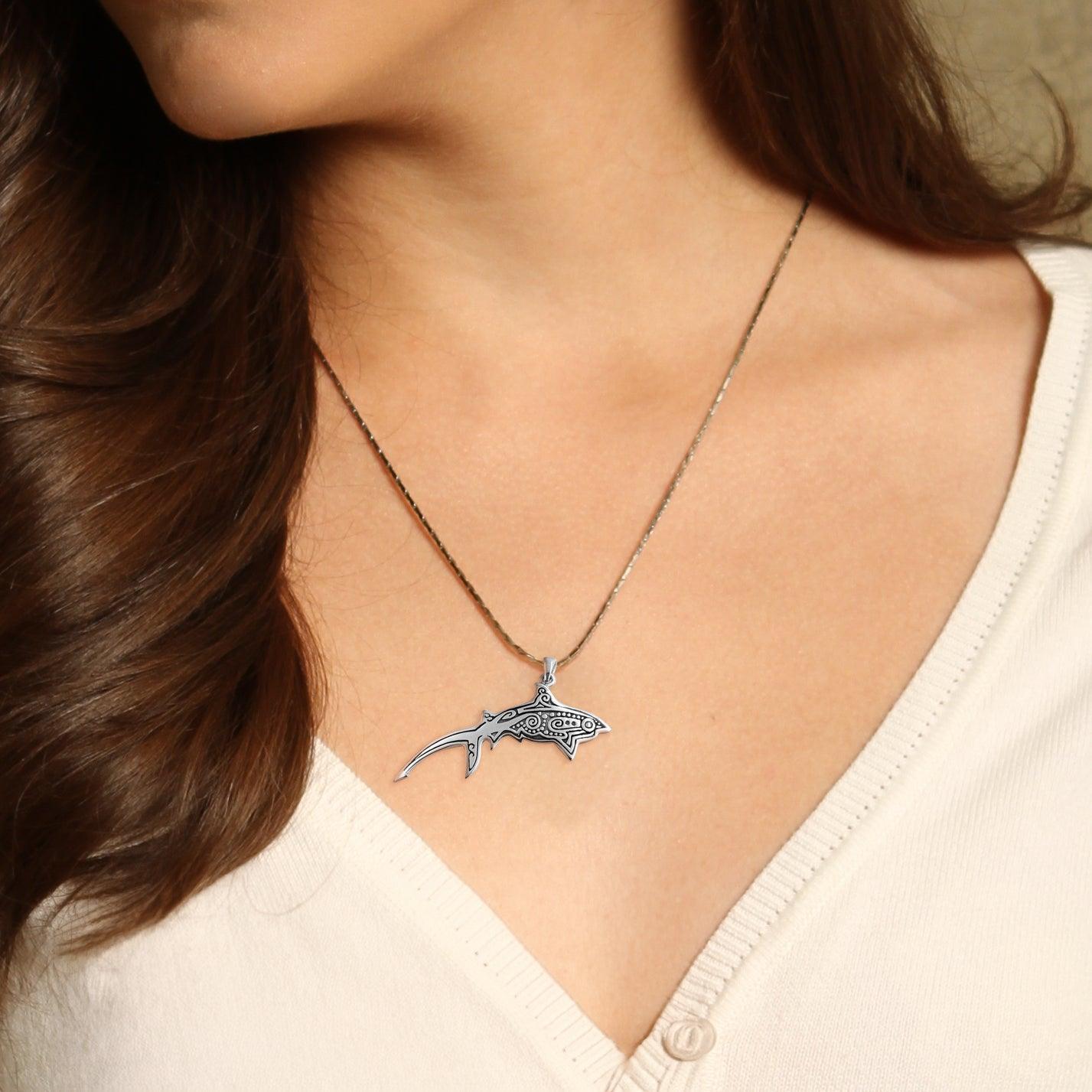 Aboriginal Thresher Shark Sterling Silver Pendant by DiveSilver