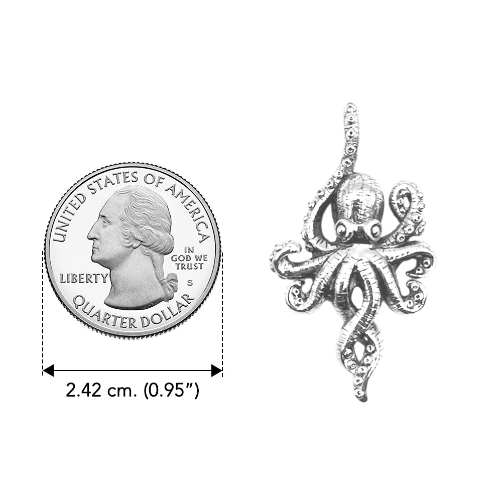 Octopus Sterling Silver Pendant with Hidden Bale TPD6285