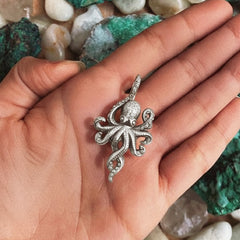 Octopus Sterling Silver Pendant with Hidden Bale TPD6285