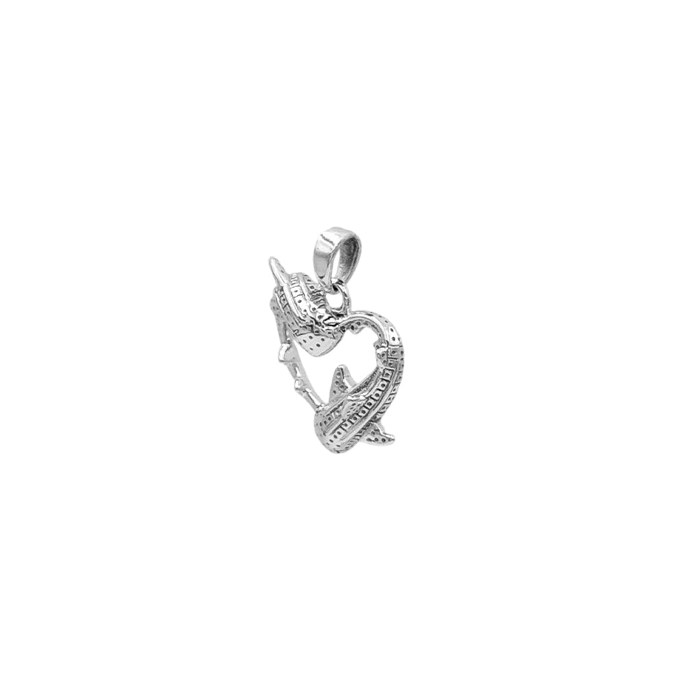 DiveSilver Double Whale Shark Heart Sterling Silver Pendant TPD6304