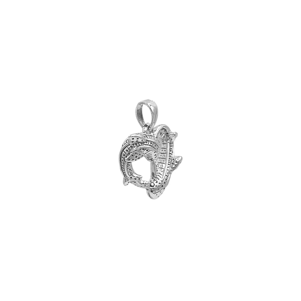 DiveSilver Double Whale Shark Heart Sterling Silver Pendant TPD6304