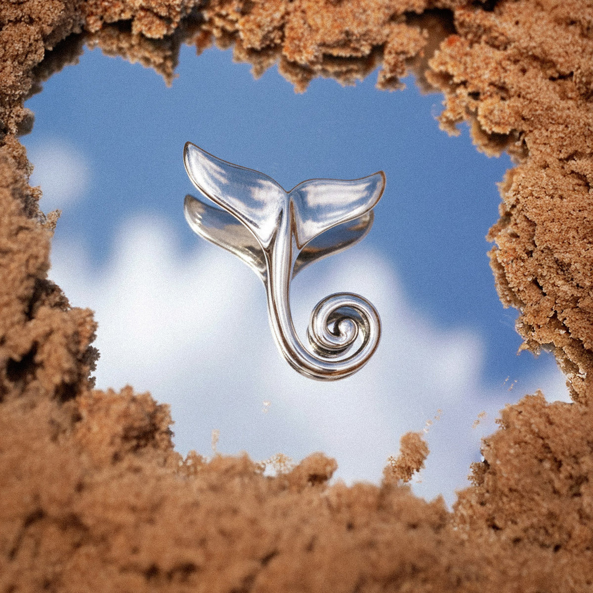 DiveSilver Wave Whale Tail Sterling Silver Pendant TPD6312