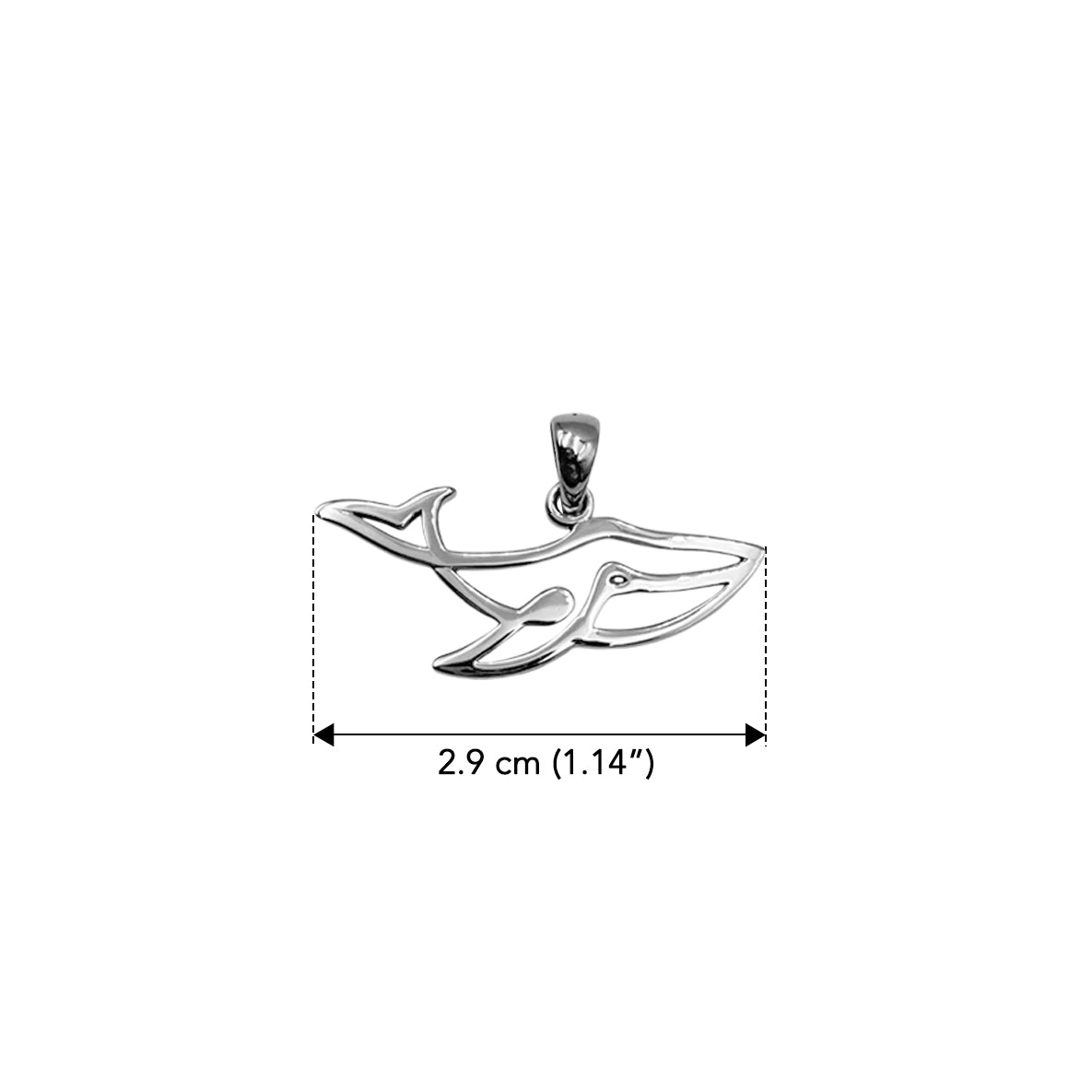 Whale Minimal One Line Sterling Silver Pendant TPD6368