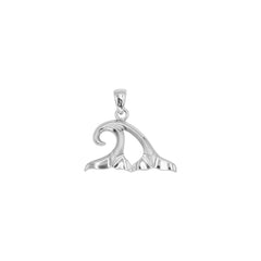 Double Whale Tails in Wave Sterling Silver Pendant TPD6440
