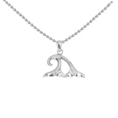 Double Whale Tails in Wave Sterling Silver Pendant TPD6440