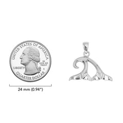 Double Whale Tails in Wave Sterling Silver Pendant TPD6440
