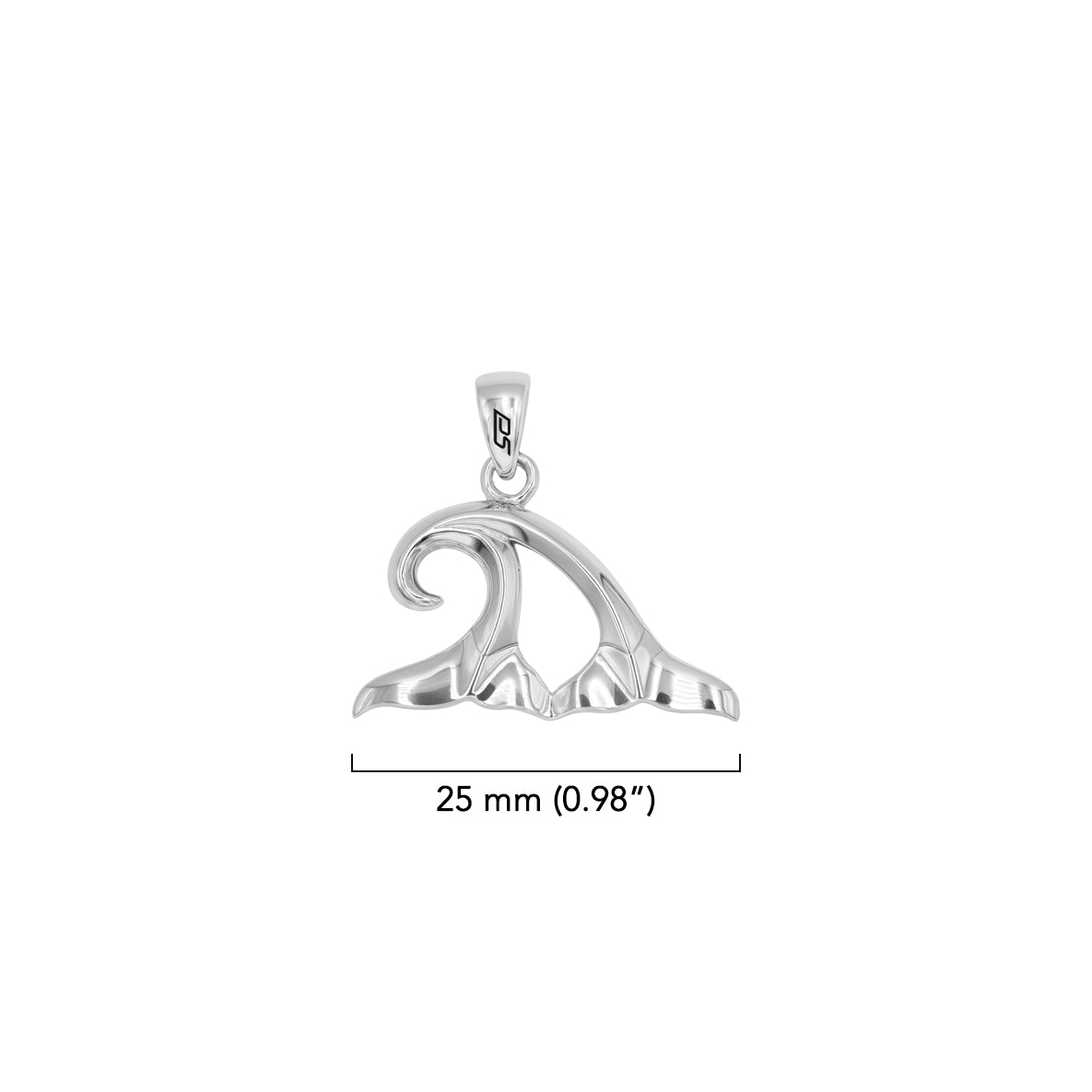 Double Whale Tails in Wave Sterling Silver Pendant TPD6440