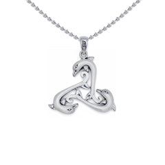 Triple Dolphin Triskele Sterling SIlver Pendant TPD6442