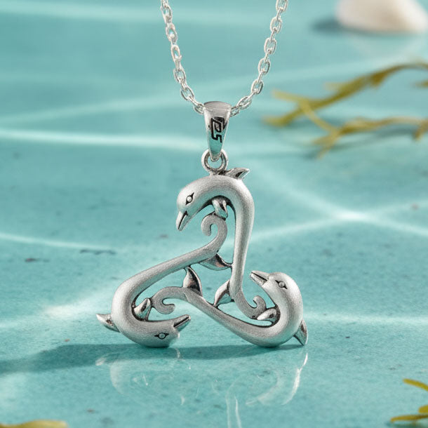 Triple Dolphin Triskele Sterling SIlver Pendant TPD6442
