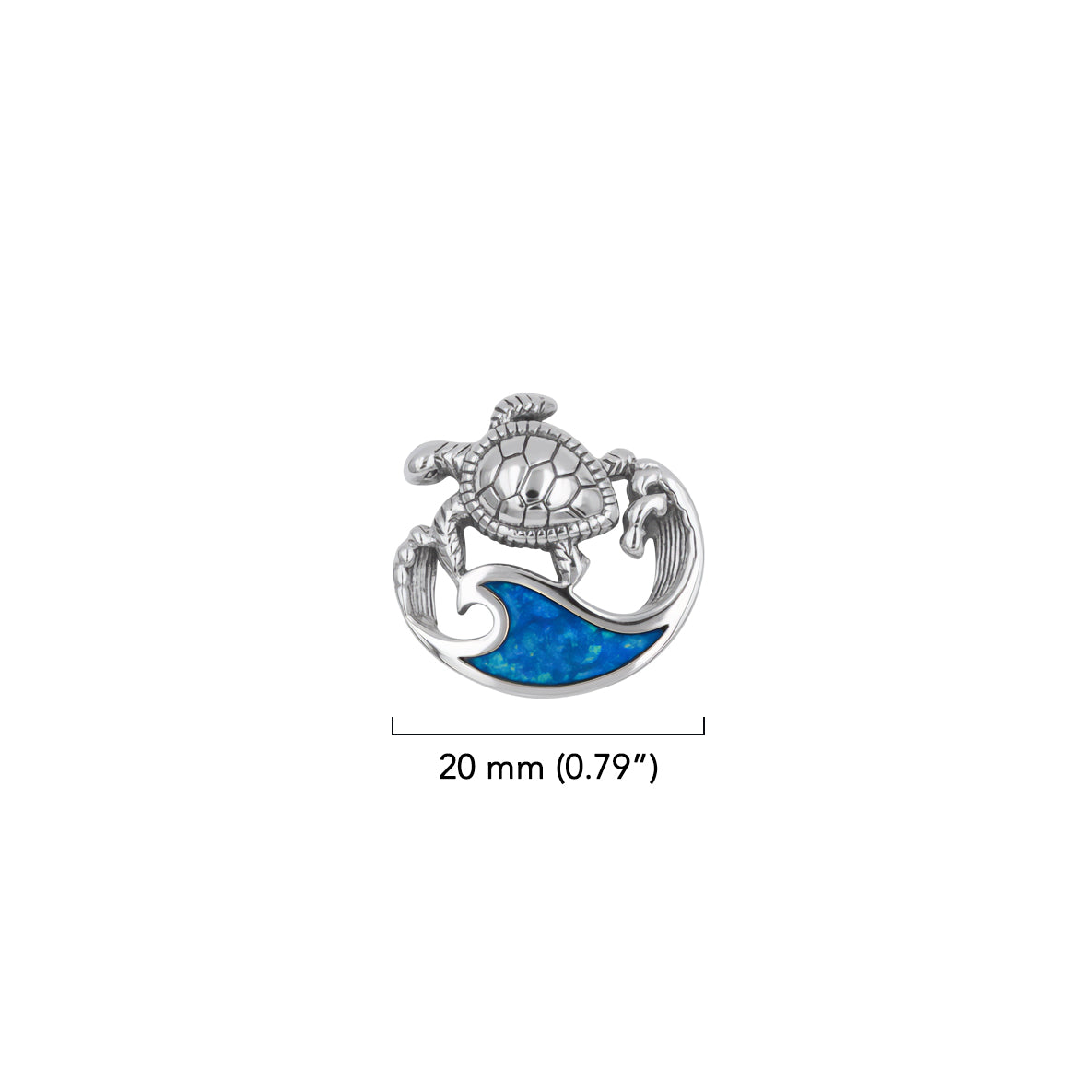 Sea Turtle And Wave Sterling Silver Pendant with Synthetic Paua Shell TPD6450