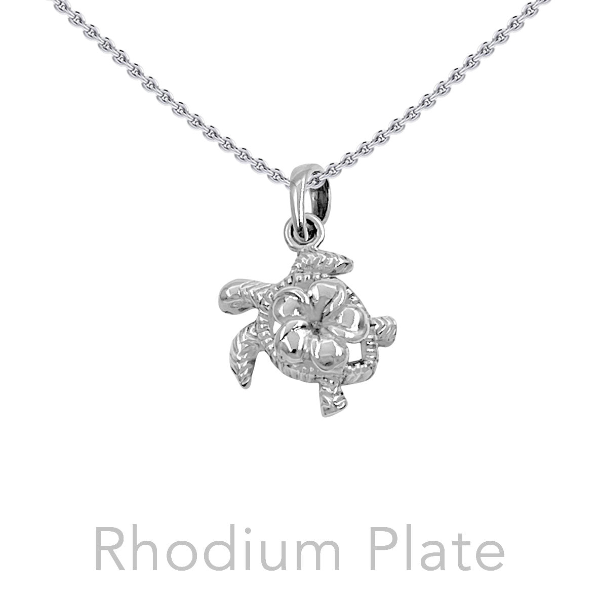 Sea Turtle And Flower Sterling Silver Pendant TPD6616