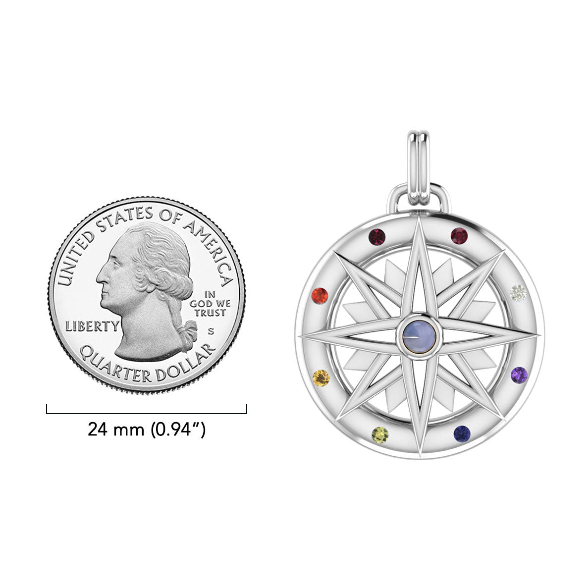Wander through my compass ~ Sterling Silver Pendant Jewelry and gemstone TPD683