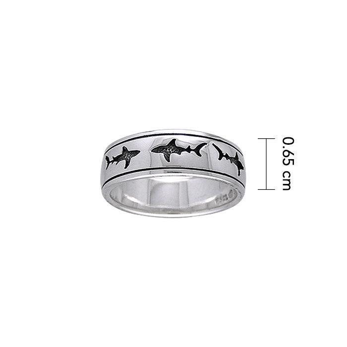 Shark School Sterling Silver Ring