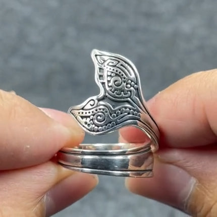 Aboriginal Whale Tail Spoon Sterling Silver Ring TRI1734