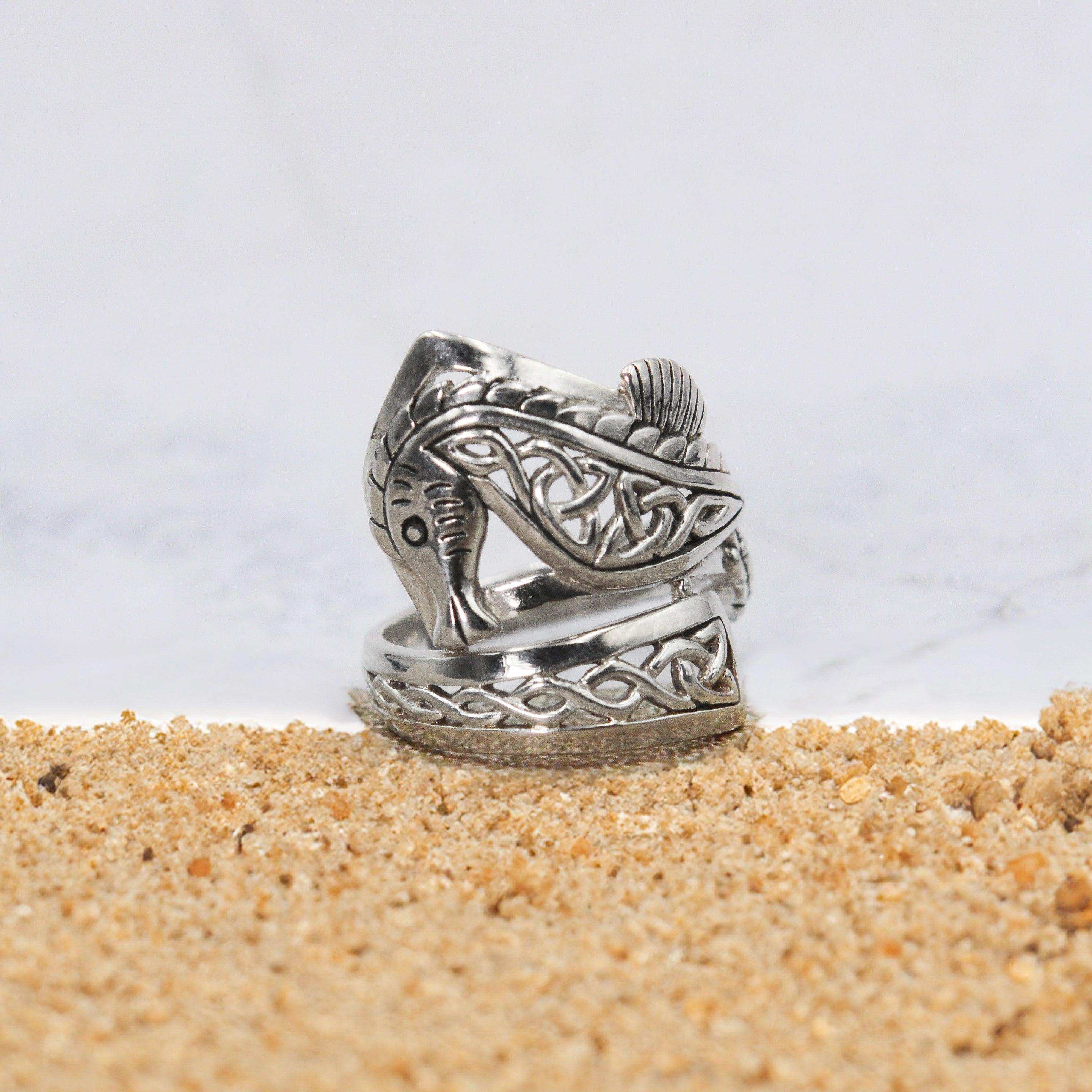 Celtic Knots Silver Seahorse Spoon Ring TRI1737