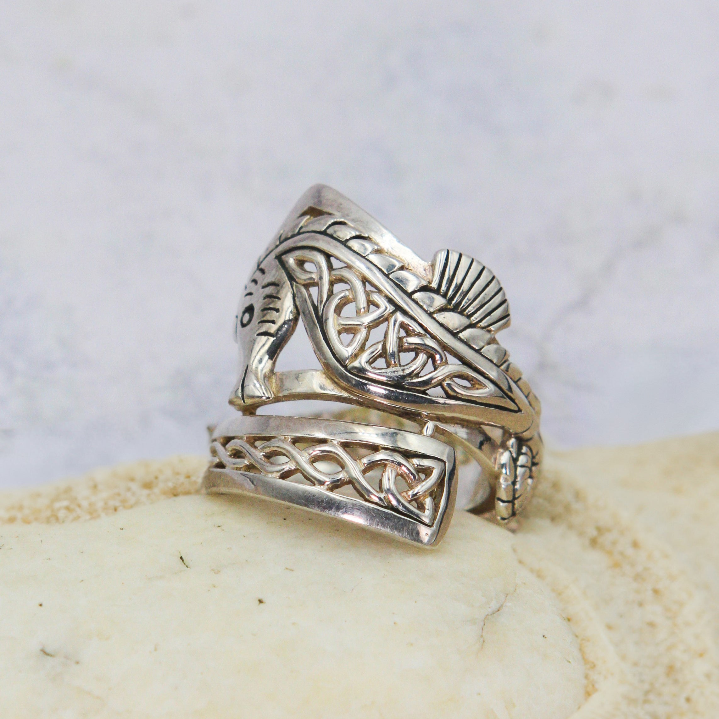 Celtic Knots Silver Seahorse Spoon Ring TRI1737