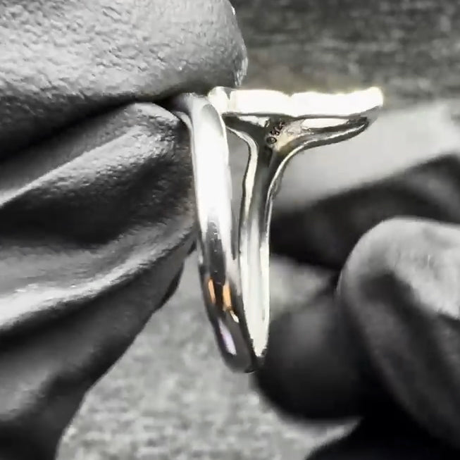 Whale Tail with Heart Wrap Sterling Silver Ring
