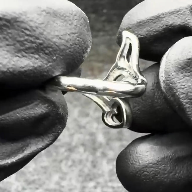 Whale Tail with Heart Wrap Sterling Silver Ring