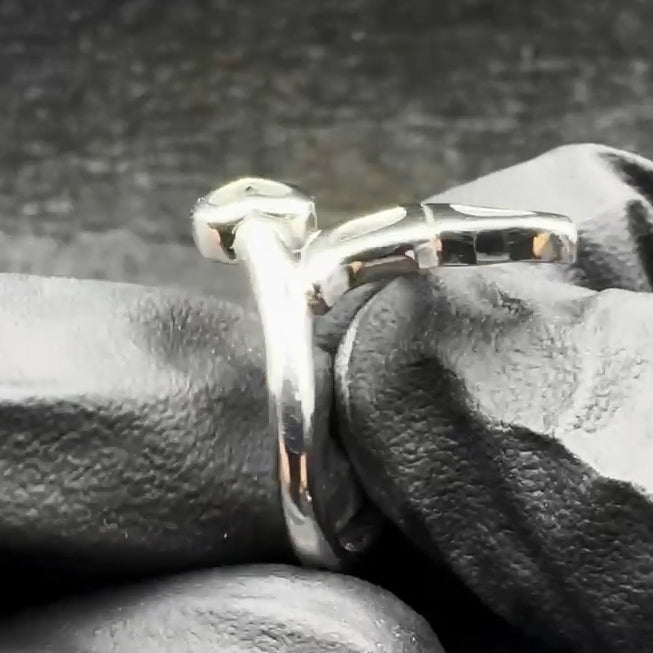 Whale Tail with Heart Wrap Sterling Silver Ring