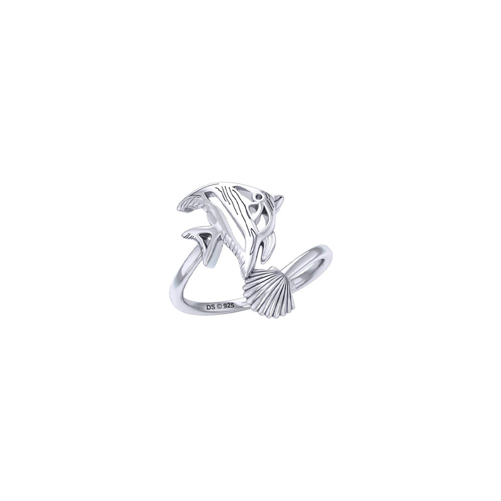 Angel Fish Sterling Silver Ring with Gemstone TRI2345