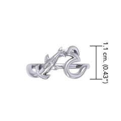 Hammerhead Shark with Wave Silver Ring TRI2428