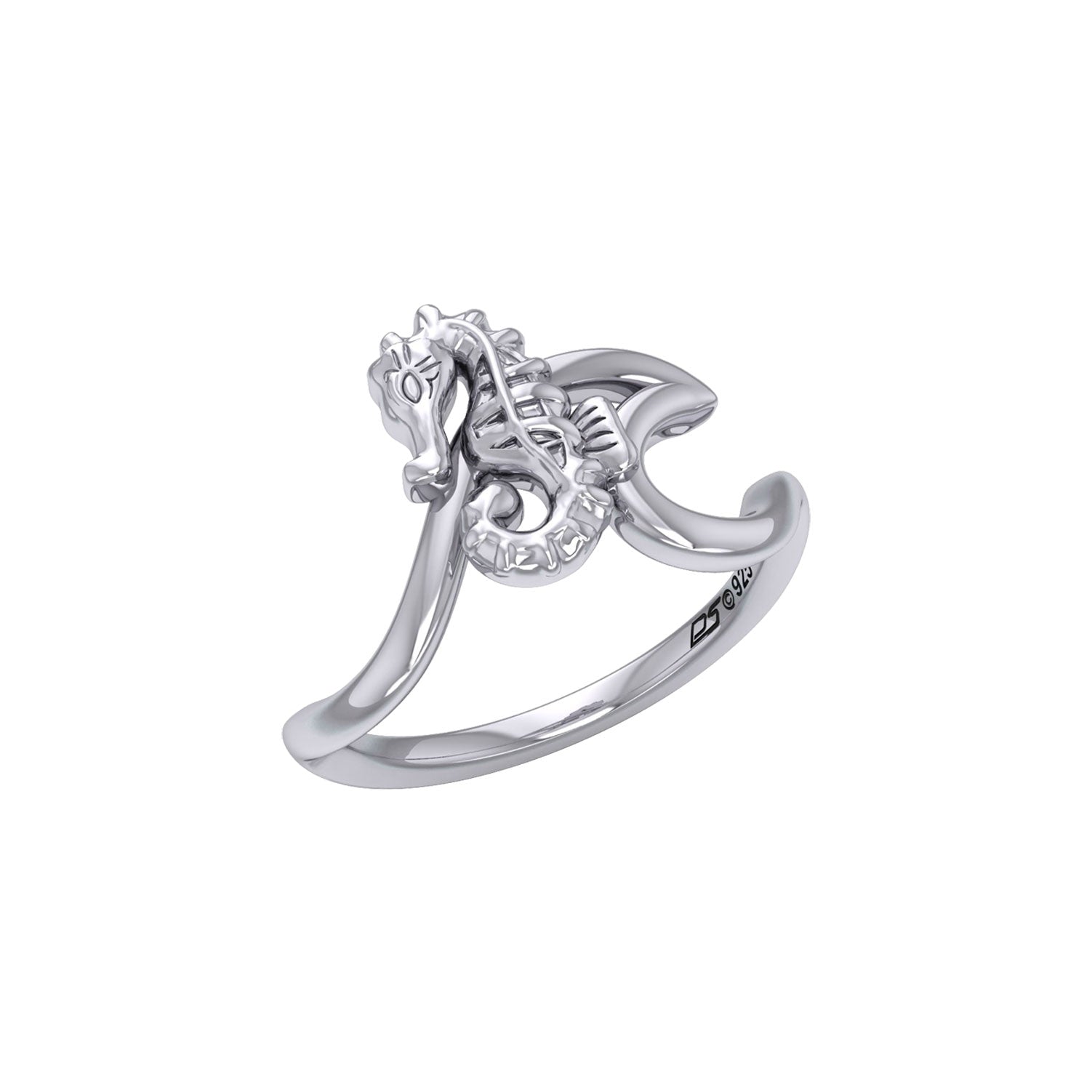 Seahorse with Wave Silver Ring TRI2430