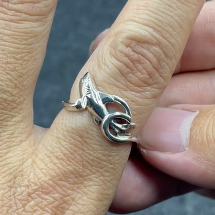 Shark with Wave Sterling Silver Ring TRI2435