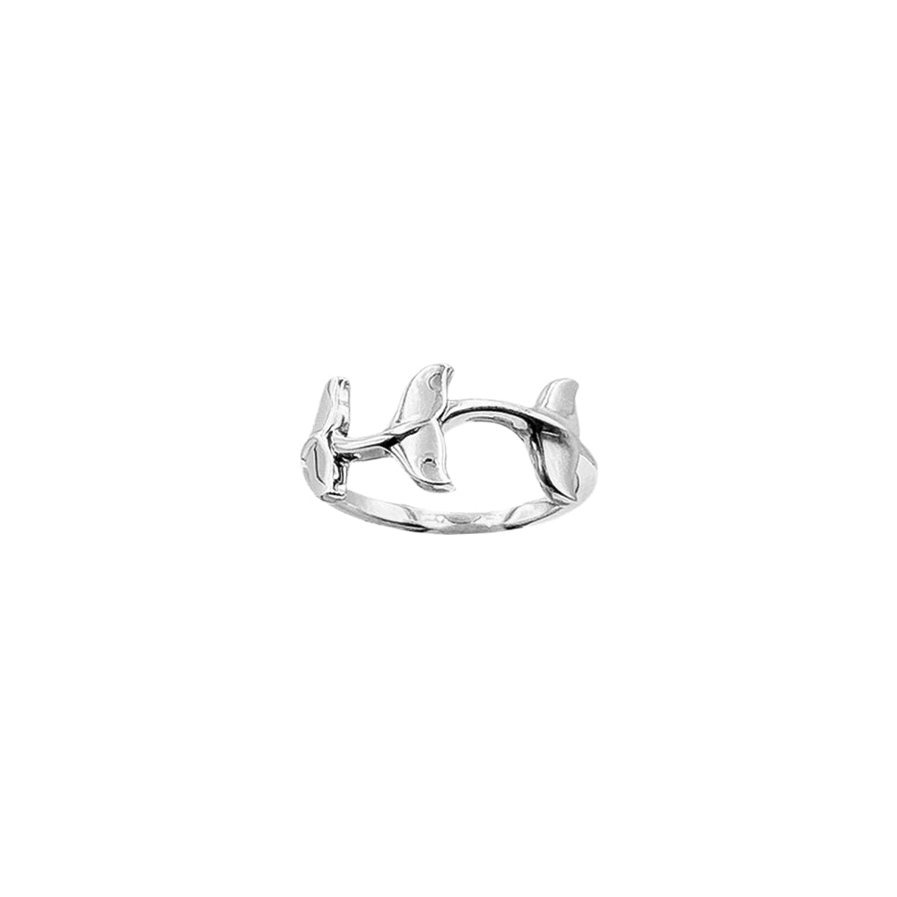 Triple Whale Tails Sterling Silver Ring