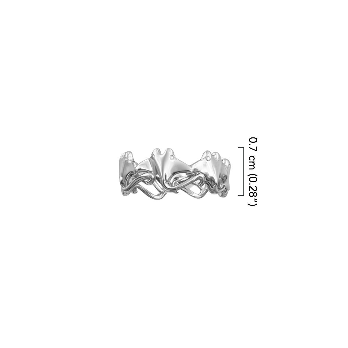 Dancing Manta Ray Sterling SIlver band Ring TRI2557