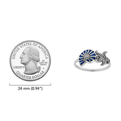 Nautilus Shell and Starfish Sterling Silver Ring with Paua Inlay TRI2585