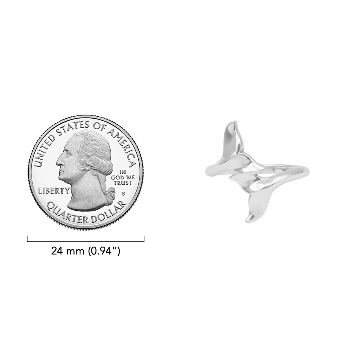 Double Whale Tail Sterling Silver Ring TRI2586