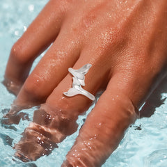 Double Whale Tail Sterling Silver Ring TRI2586